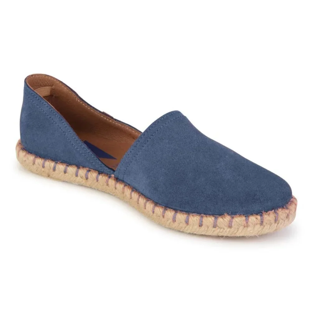 Verbenas Spain Carmen Espadrille Dusty Denim Blue Suede Slip On Flat, size 40